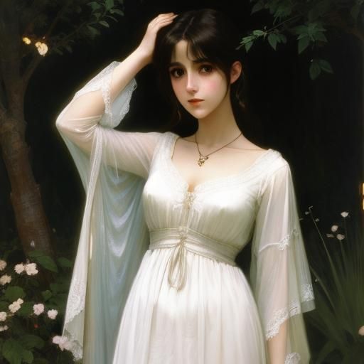 Ethereal Ghost in Pre-Raphaelite Style