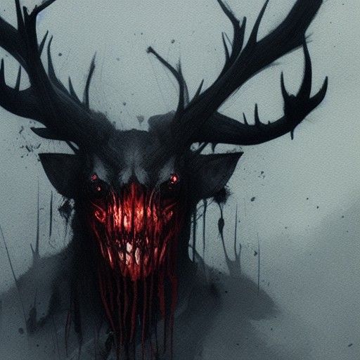 Sinister Walking Dead Stag in Dark Fantasy Style