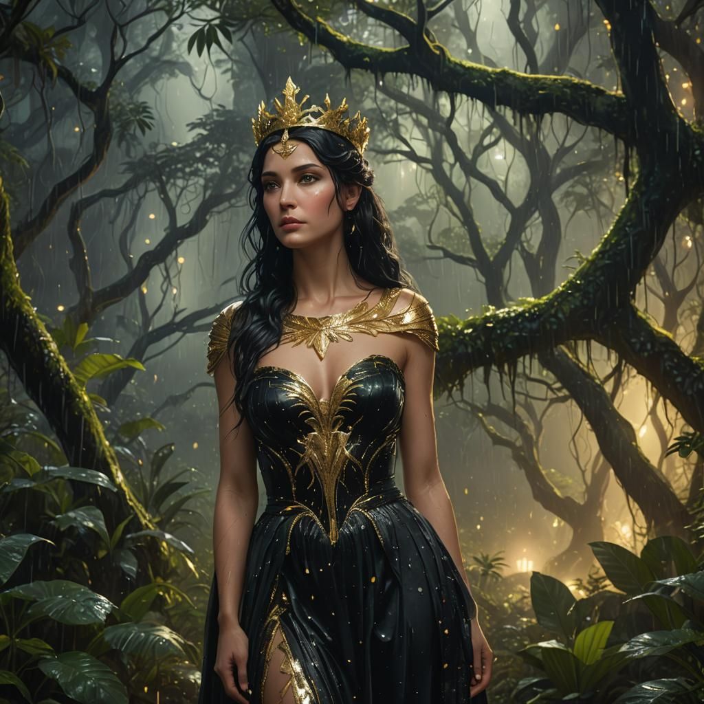 Aphrodite in Rainforest: Fantasy Concept Art