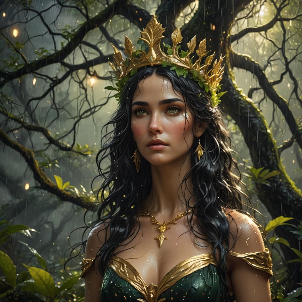 Aphrodite in Mystical Forest: Fantasy Concept Art