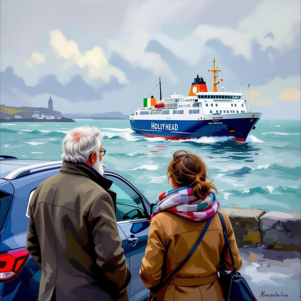 Impressionist Irish Ferry Sails from Hollyhead
