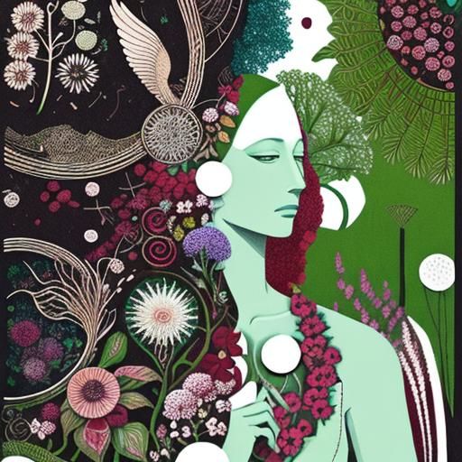 Fantasy Garden: Mixed Media Painting with Abstract Patterns