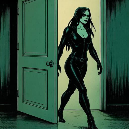 Cassandra Cain Escapes Through Ajar Door