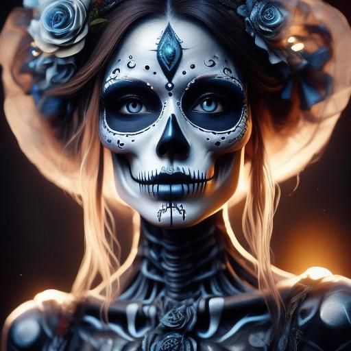 Day of the Dead Skeleton Portrait in Alcohol Ink