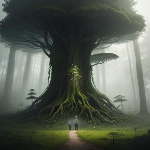 Ethereal Moss Woman in Primeval Forest