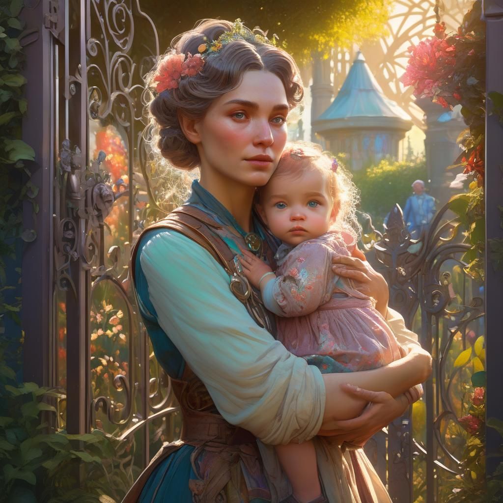 Magical Garden: Woman and Child Portrait