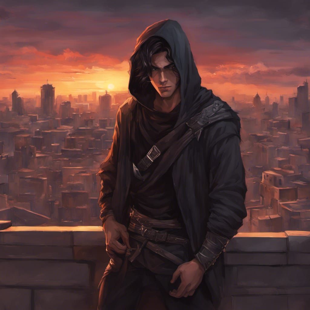 Rogue Assassin Portrait on Rooftop at Sunset