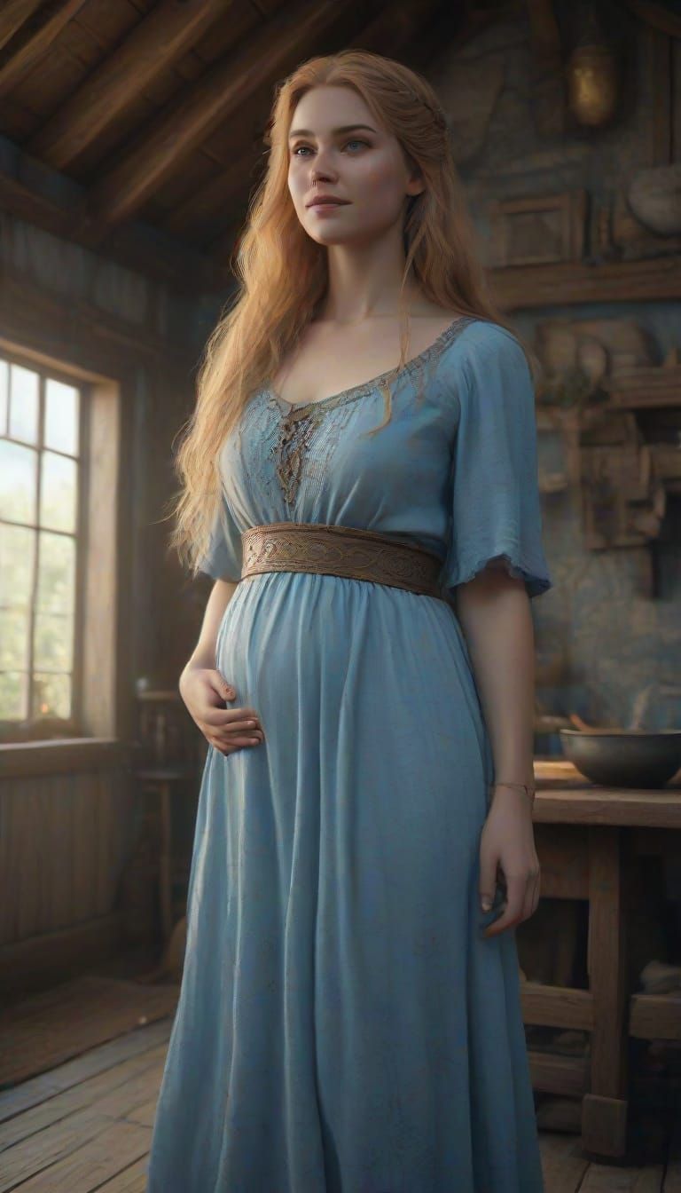 Norse Goddess Freya Cradles Her Unborn Child in a Whimsical ...