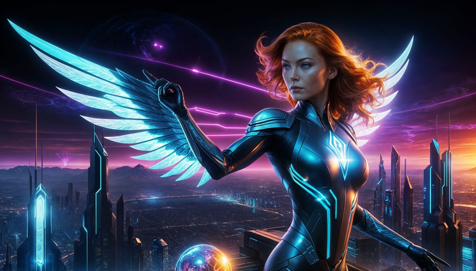 Jean Grey Phoenix 2077 Cybernetic Portrait