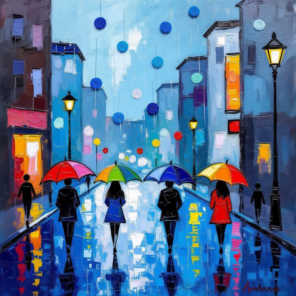 Impressionist Rainstorm with Craft Objects