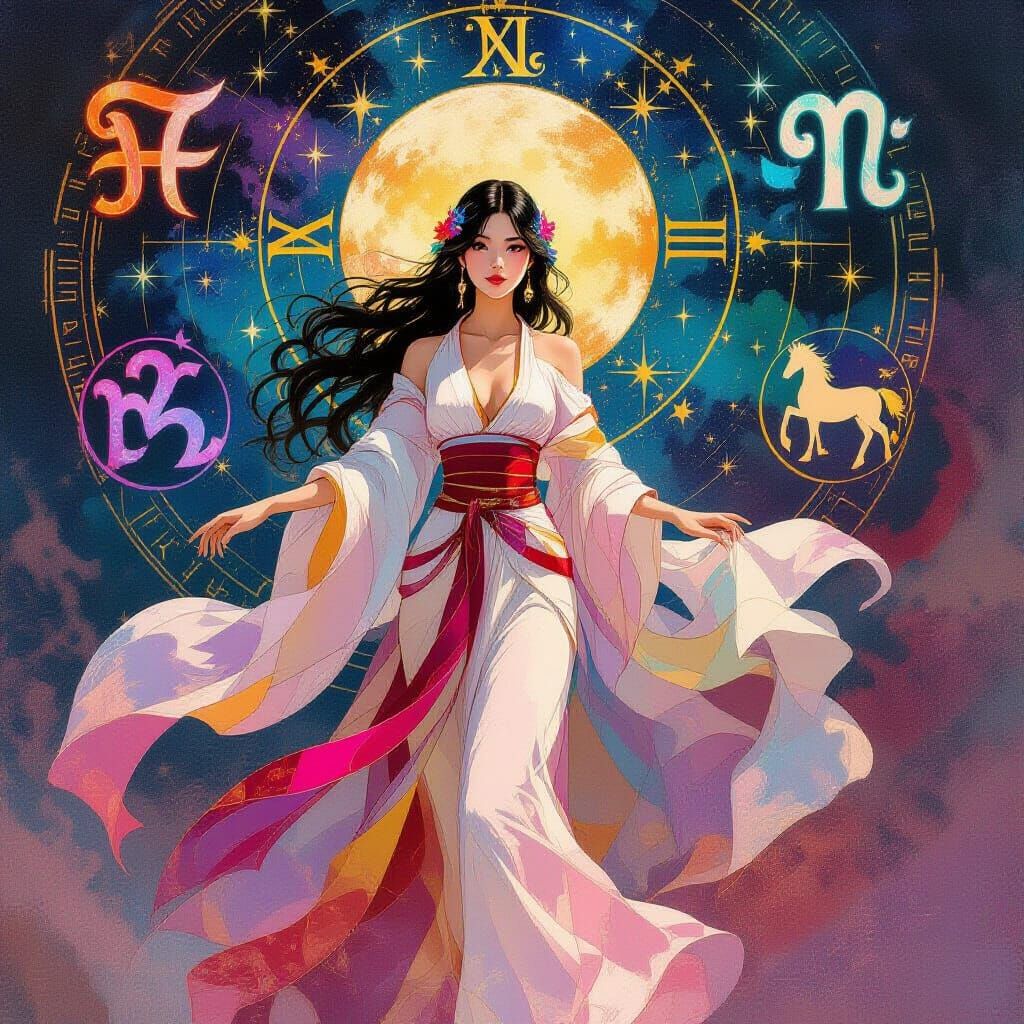 Libra Zodiac Beauty in Ethereal Dreamscape