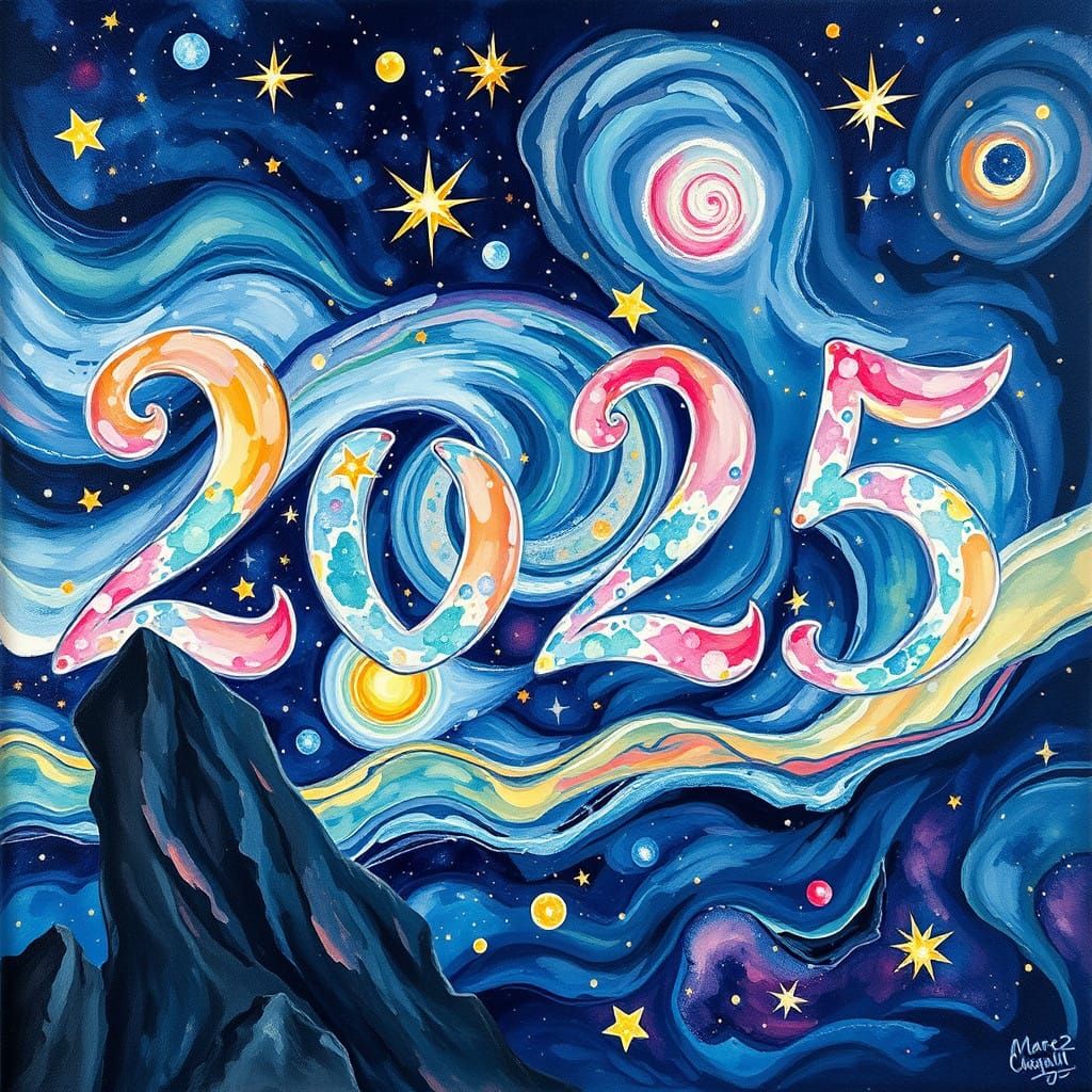 Ethereal Cosmic Celebration in Vibrant Gouache Style