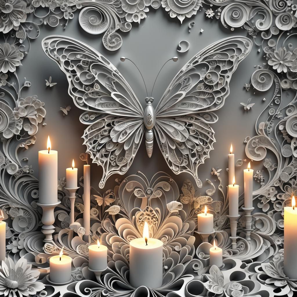 High-Value Butterfly and Candle in 3D Max