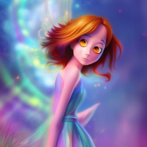 Majestic Rainbow Fairy in Anime Key Visual Style