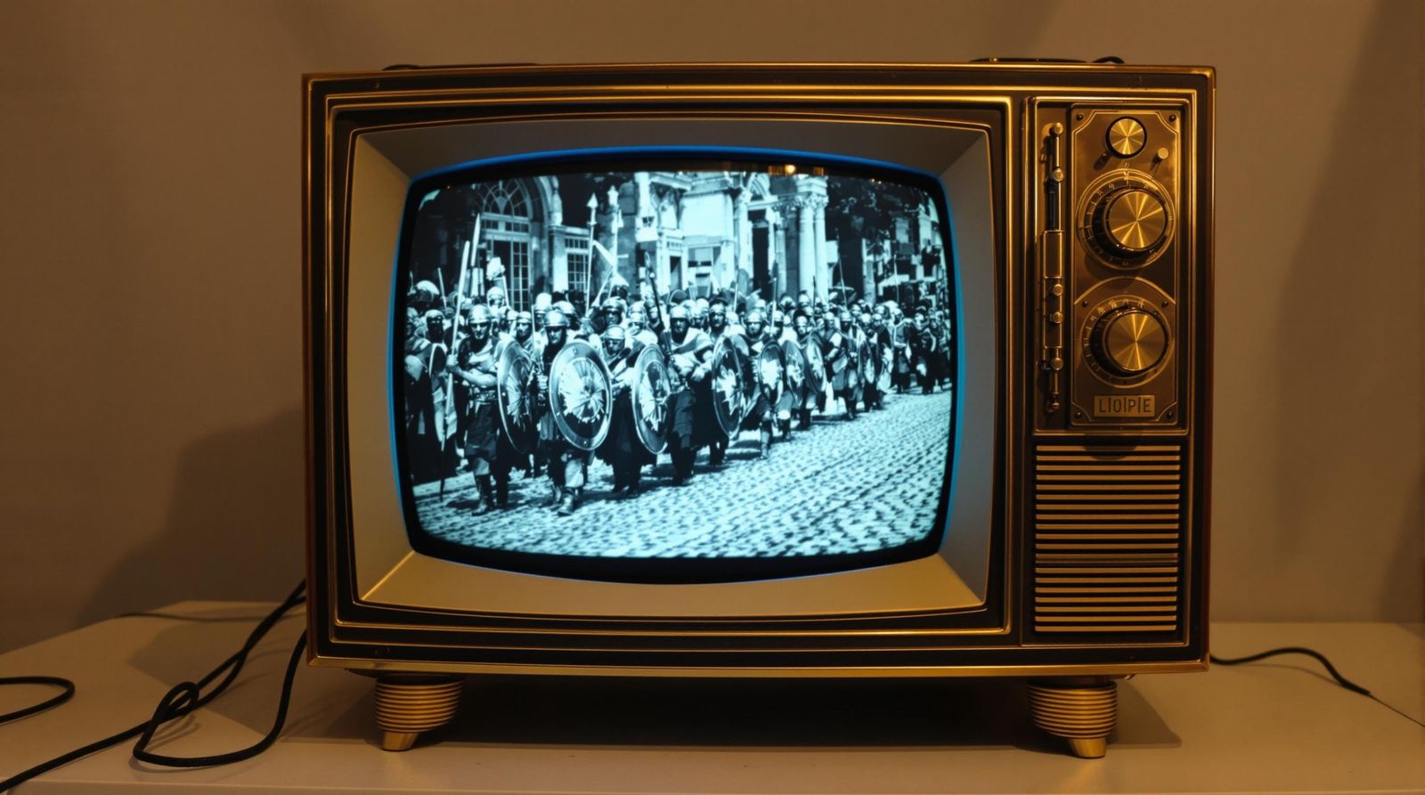 Steampunk Sci-Fi Bronze Television Screen Depicts Roman Sold...