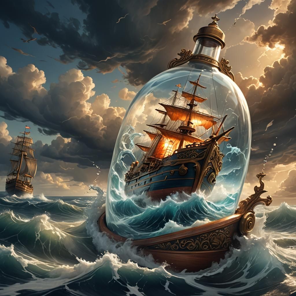 Turbulent Ship in a Bottle Concept Art