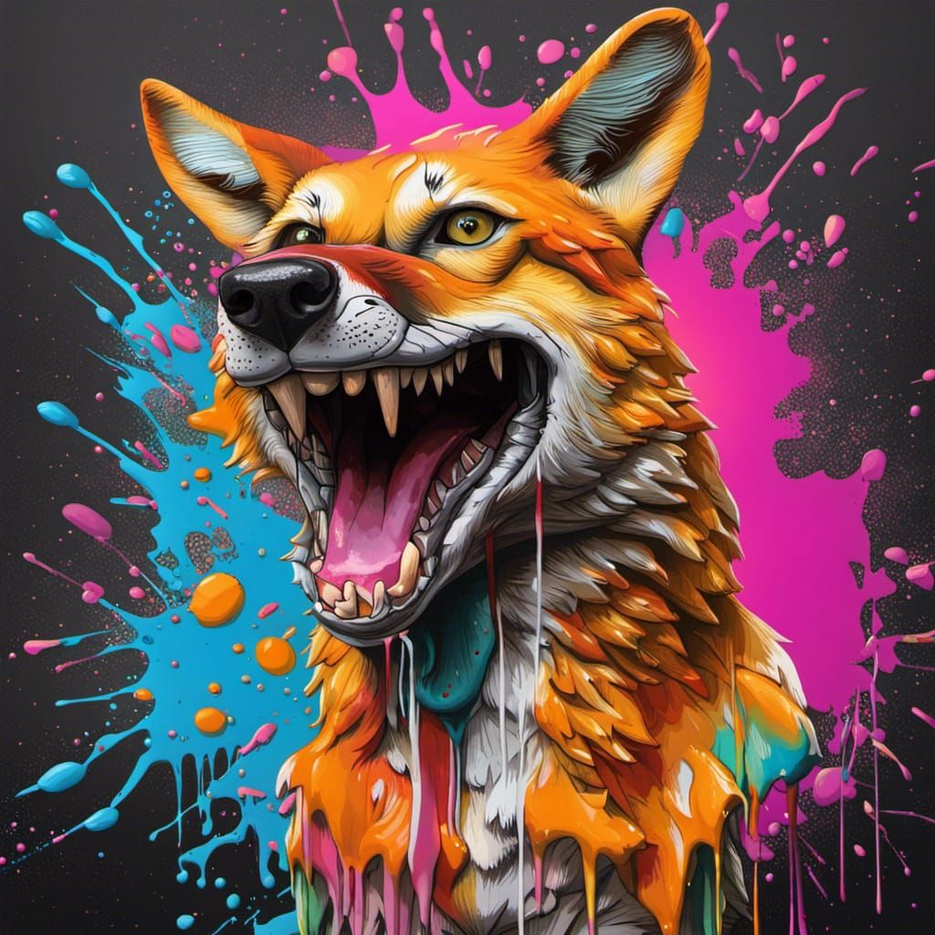 Feral Dingo Graffiti Art in 3D