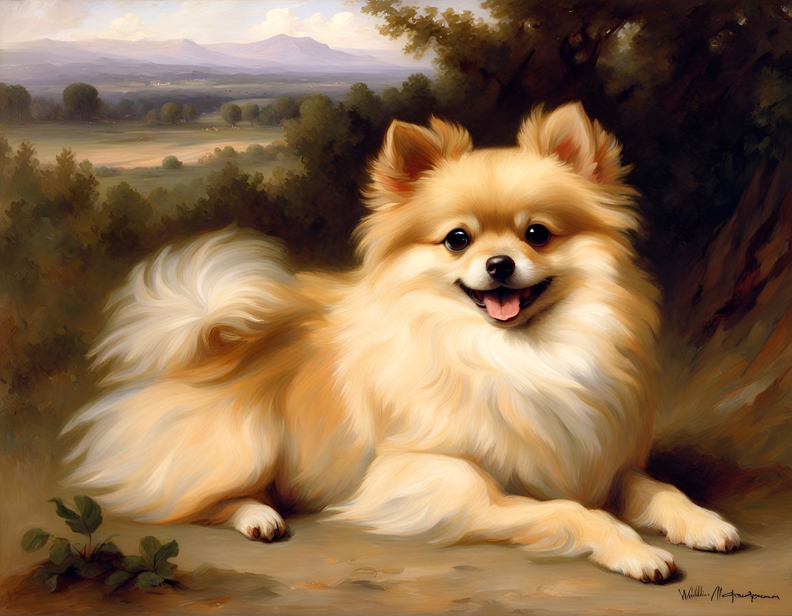 Pomeranian Portrait in Bouguereau Style