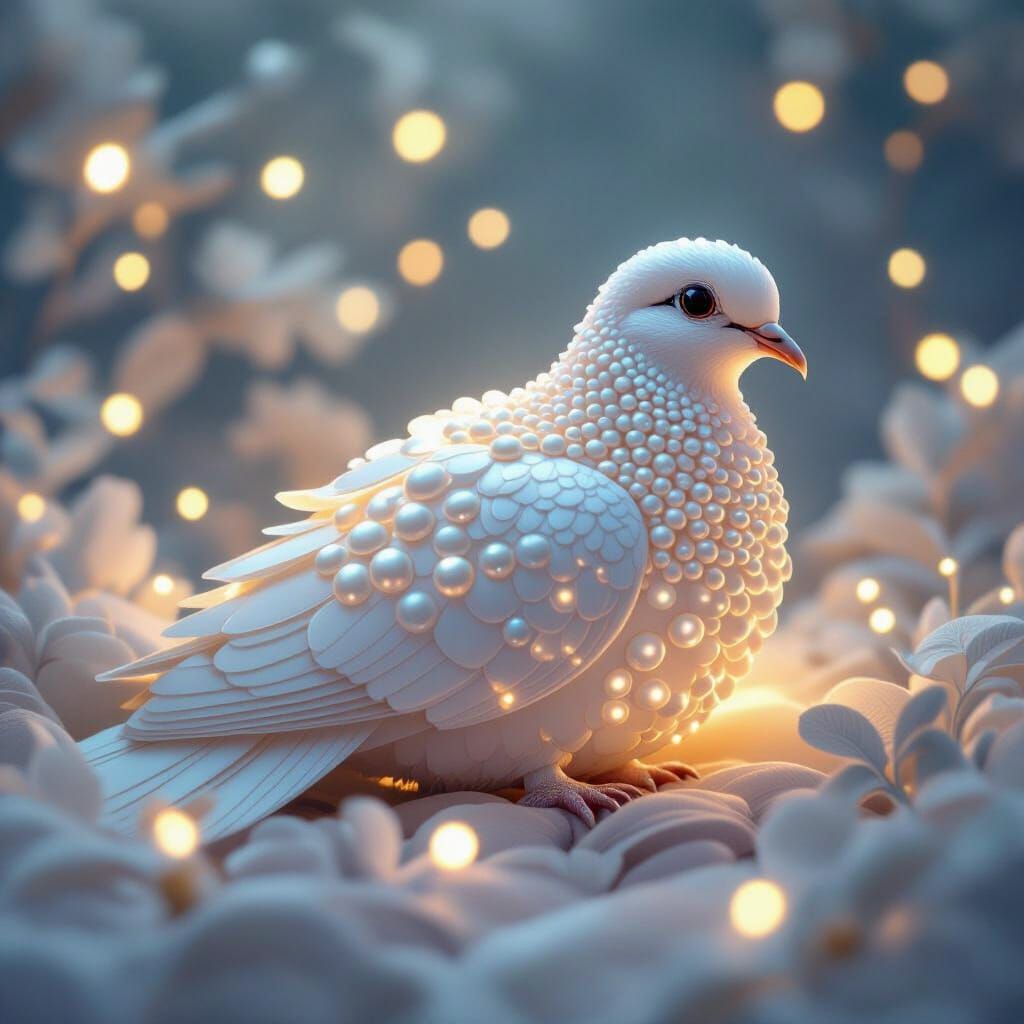 Pearl Turtle Dove with Volumetric Lighting