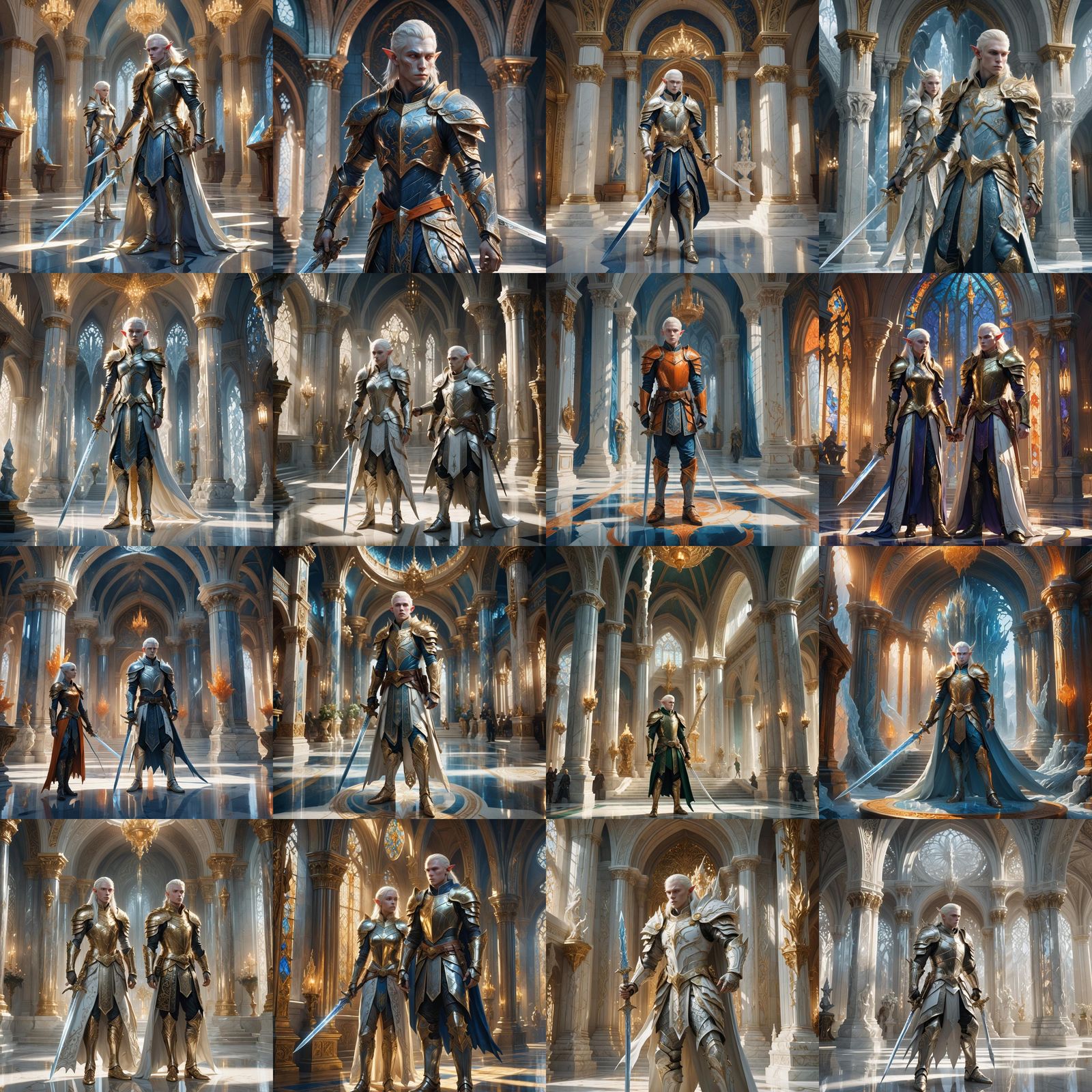 Albino Elf Guard Protecting Queen in Crystal Castle