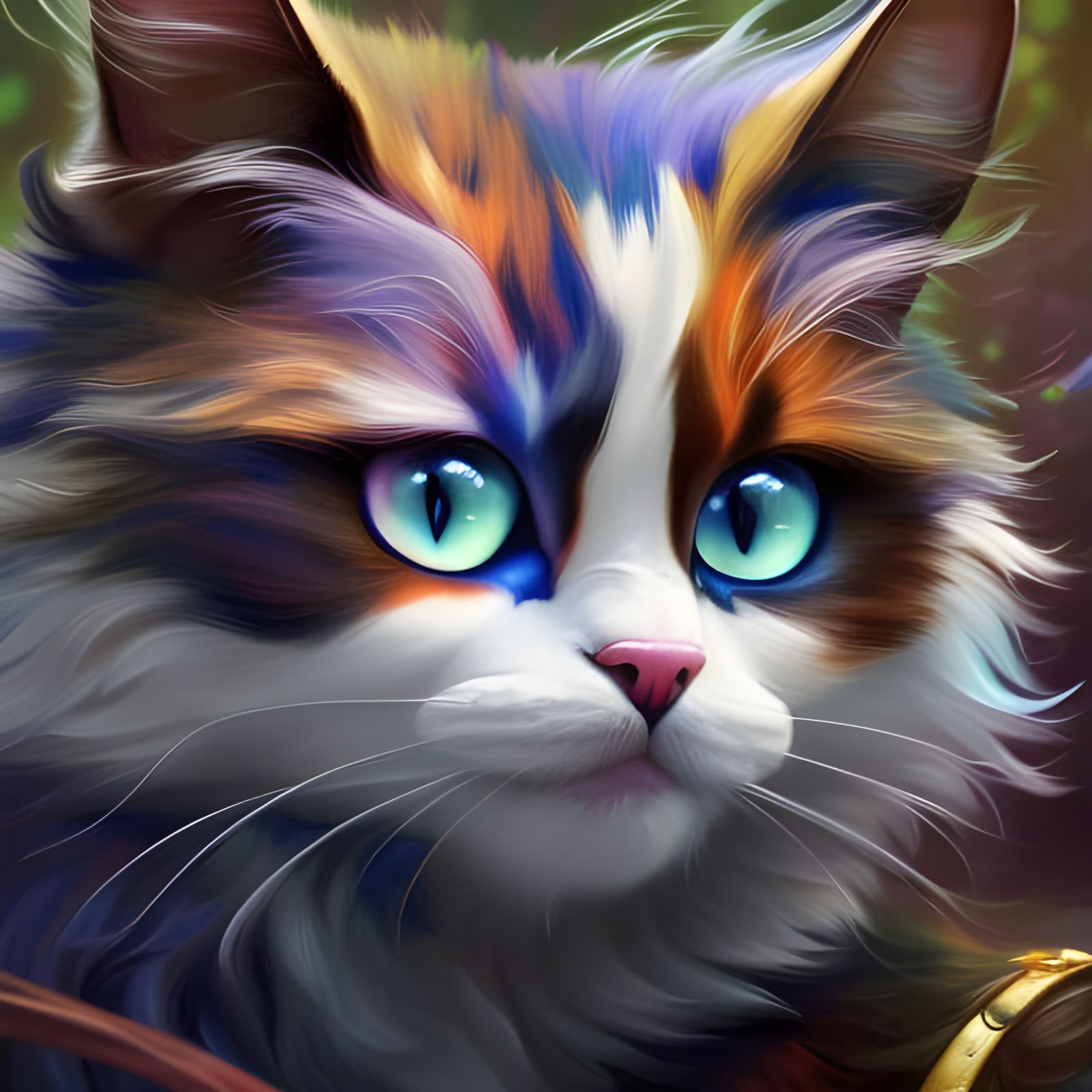 Fantasy Cat Portrait in a Box, Hyperdetailed Art