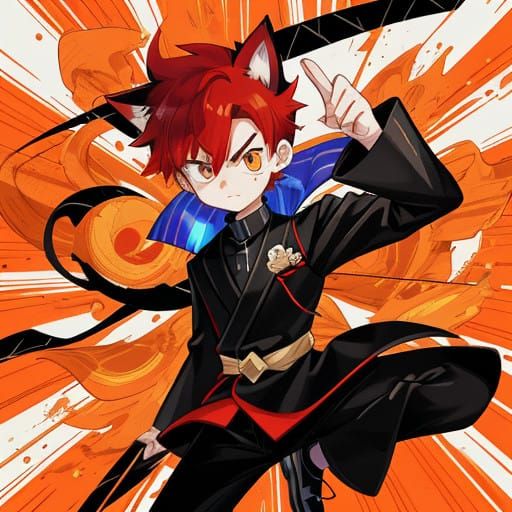 Cyberpunk Manga Boy in Futuristic Gold Suit