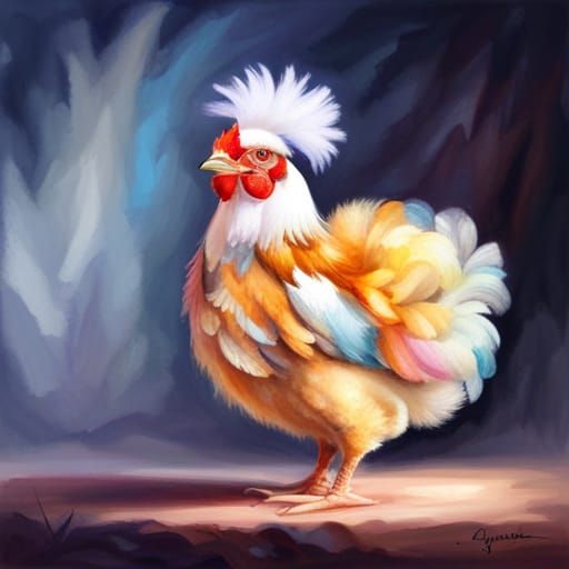 Colorful Fluffy Chicken Art