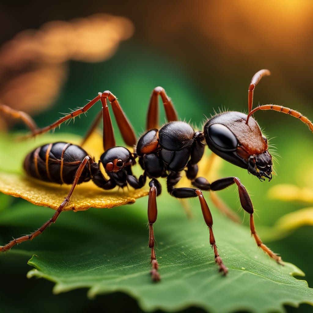 Ant on Leaf: Hyper-Realistic Macro Photography