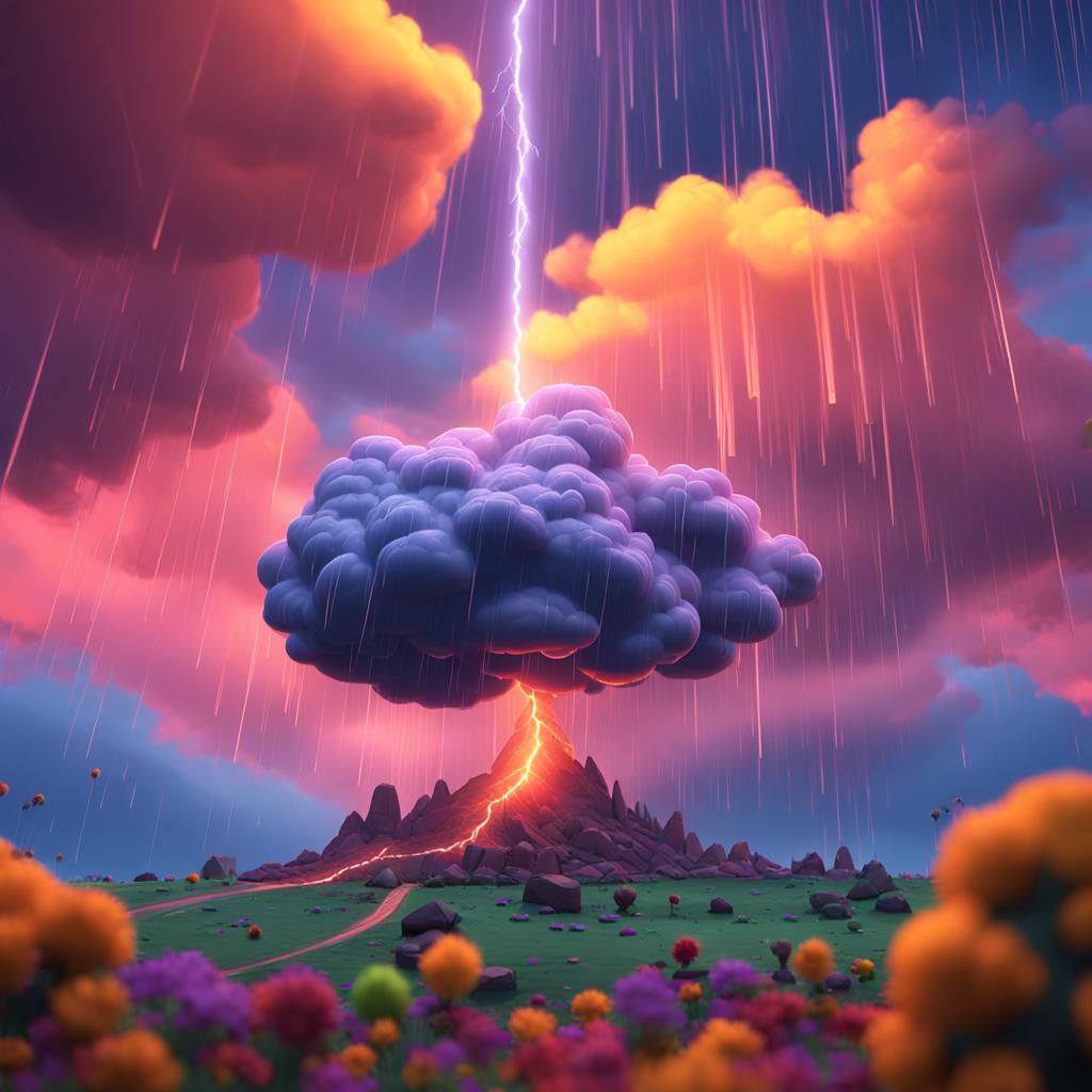 Dramatic Storm Scene in Pixar-style 3D Art