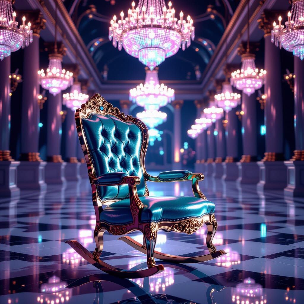 Gemstone Rocking Chair in Futuristic Ballroom