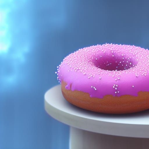 Pink Donut in Hyperrealistic Anime Style