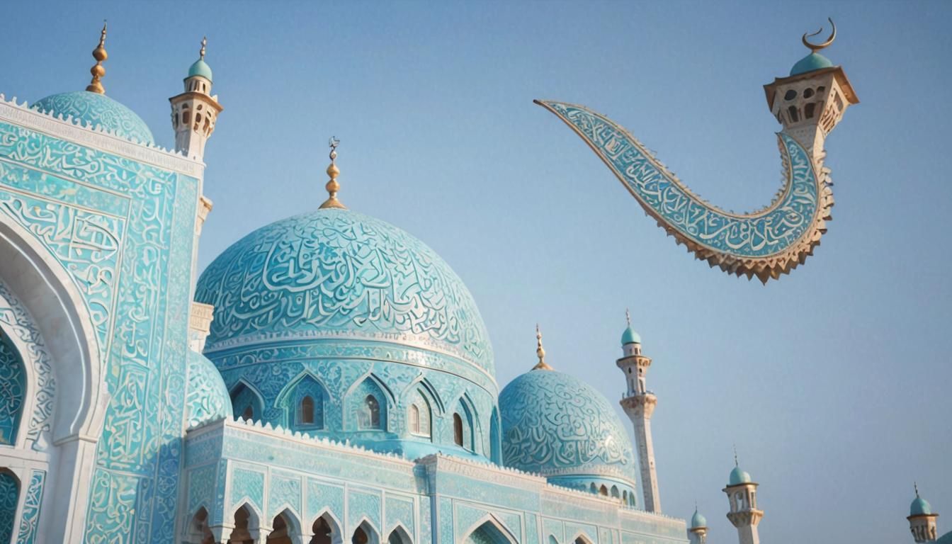 Middle Eastern Mosque at Sunset in Golden Hour