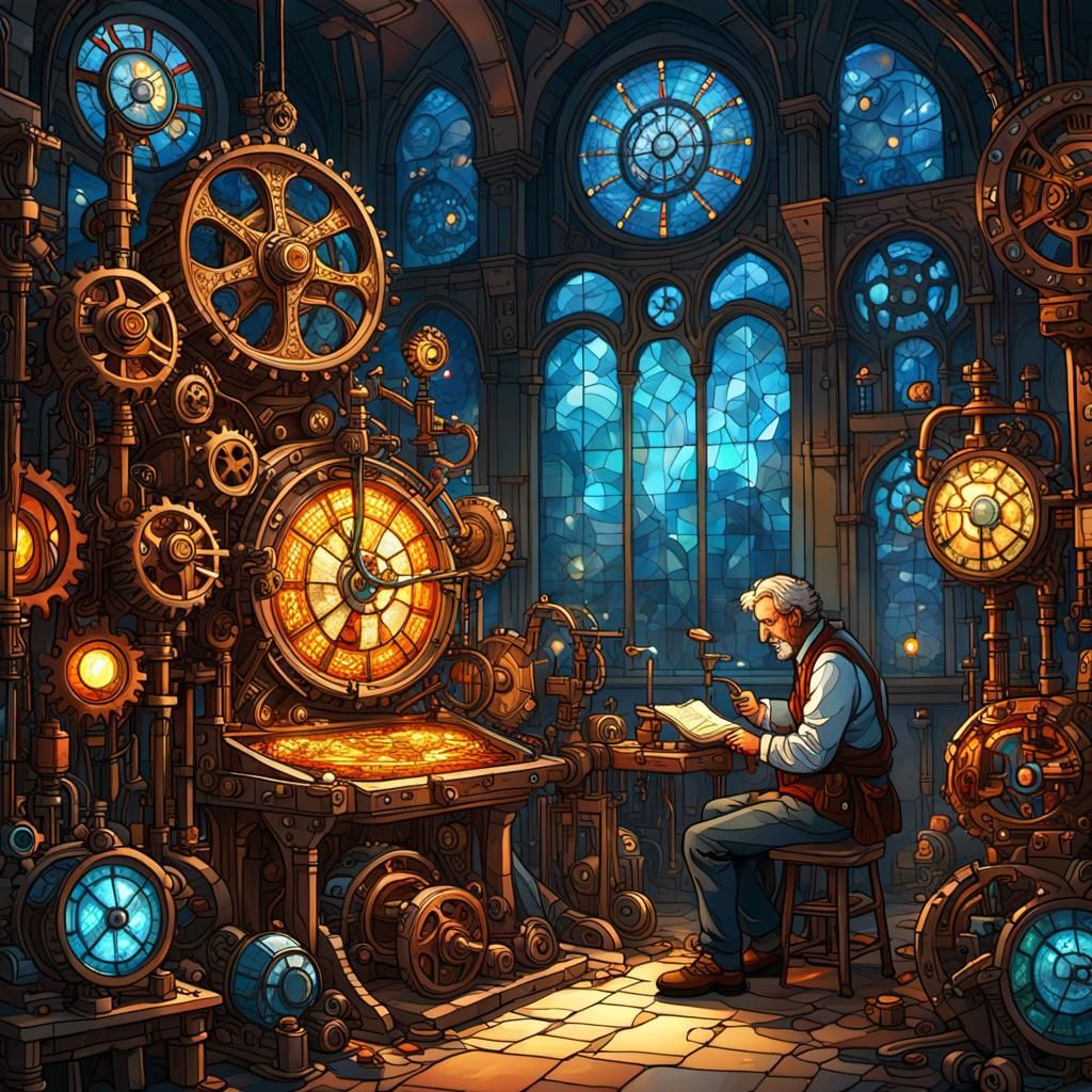 Inventor in Workshop: Art Nouveau Concept Art