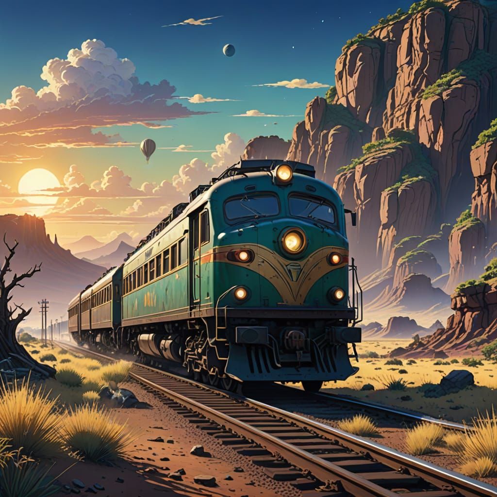 Anime Style Aliens Robbing Wild West Train