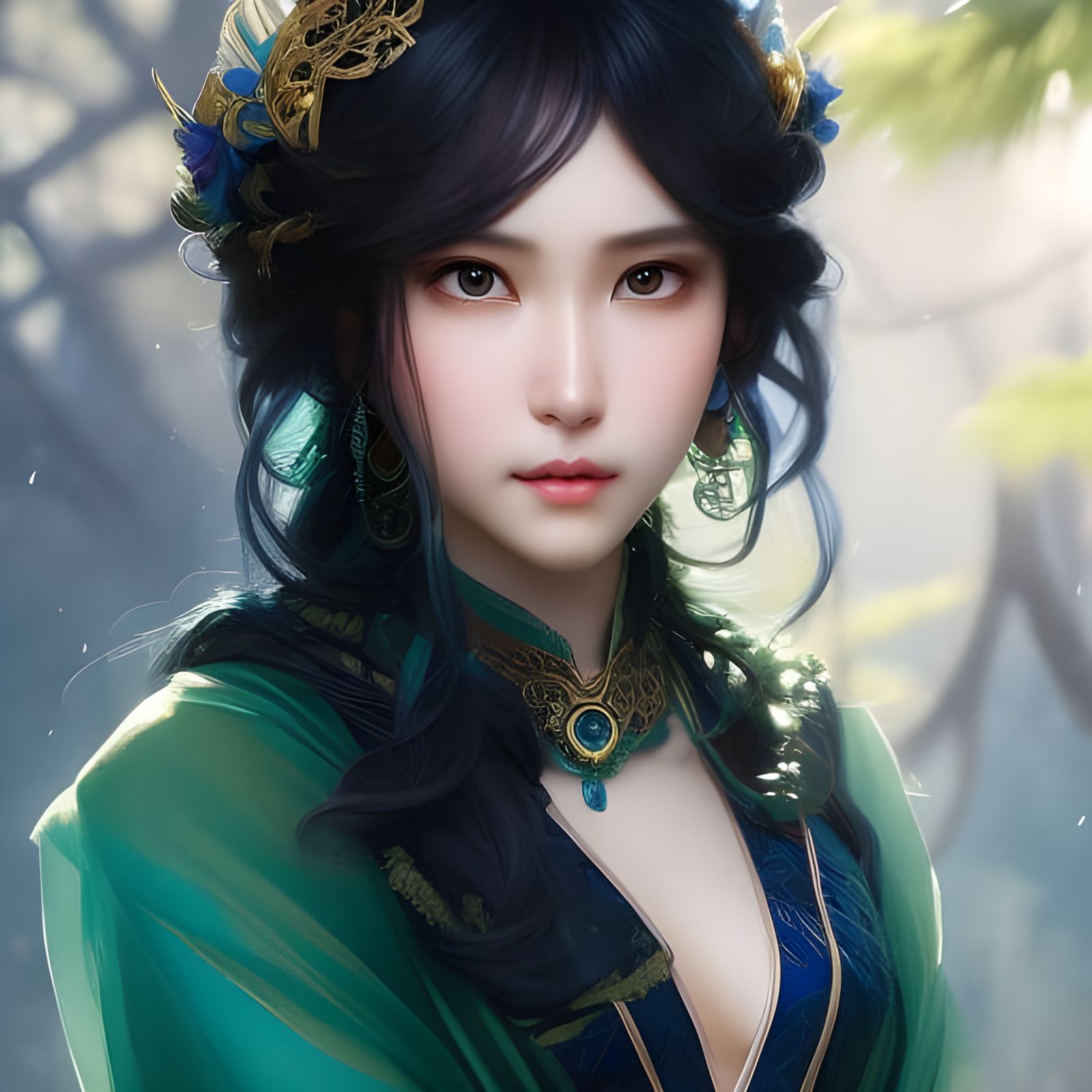 Young Lady in Kimono: Hyper-Realistic Portrait