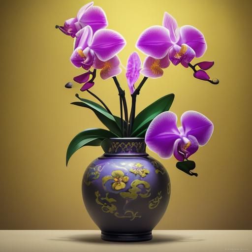 Hyperrealistic Yellow Dragon with Orchids Splash Art