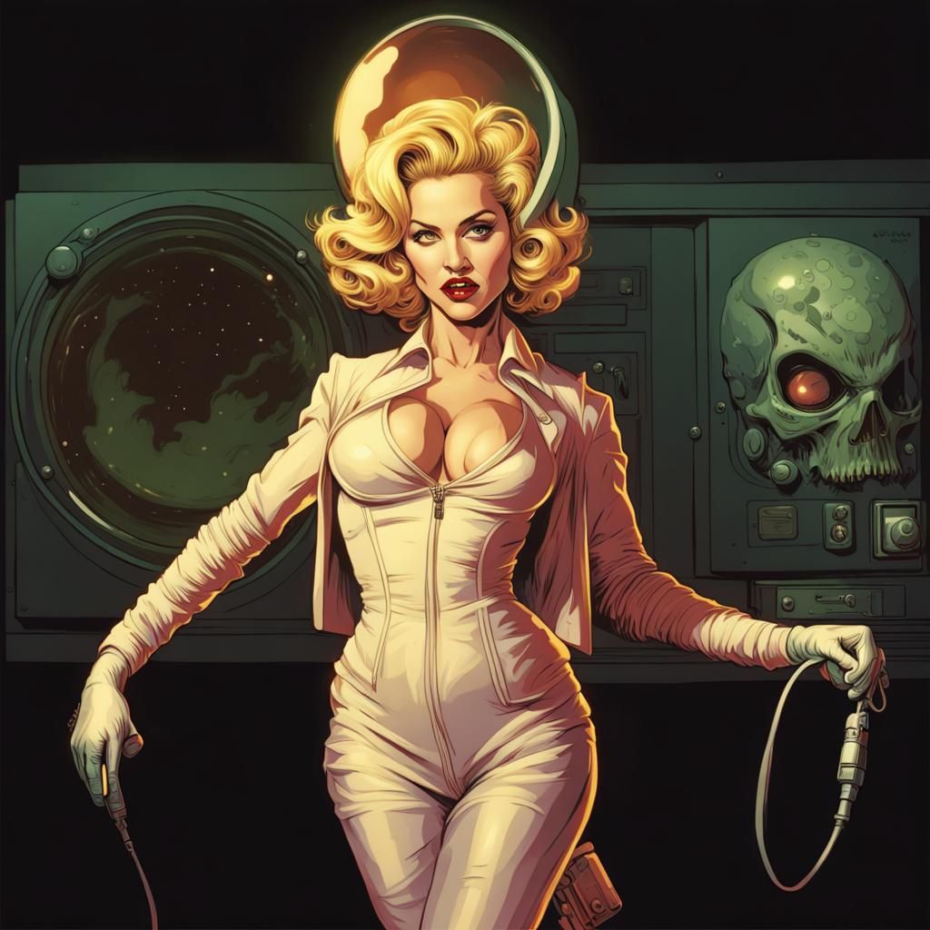 Madonna as Martian Spy Girl in Comic Book Art