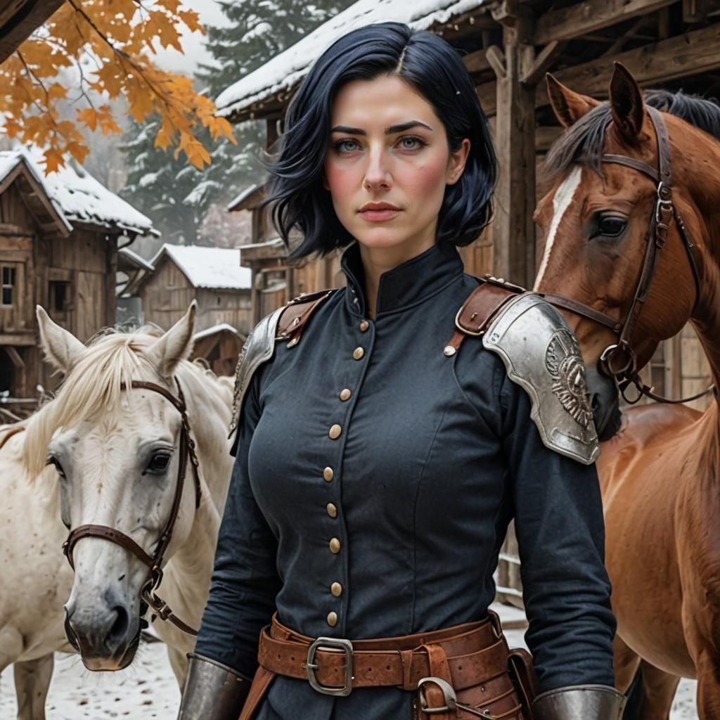 18th Century Turkish Lieutenant with Black Mare