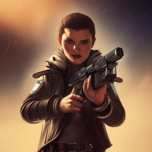 Wolf Pilot Smuggler Portrait in Sci-Fi Style