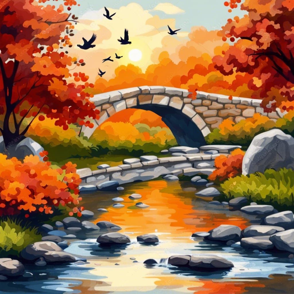 Picturesque Stone Bridge at Sunset