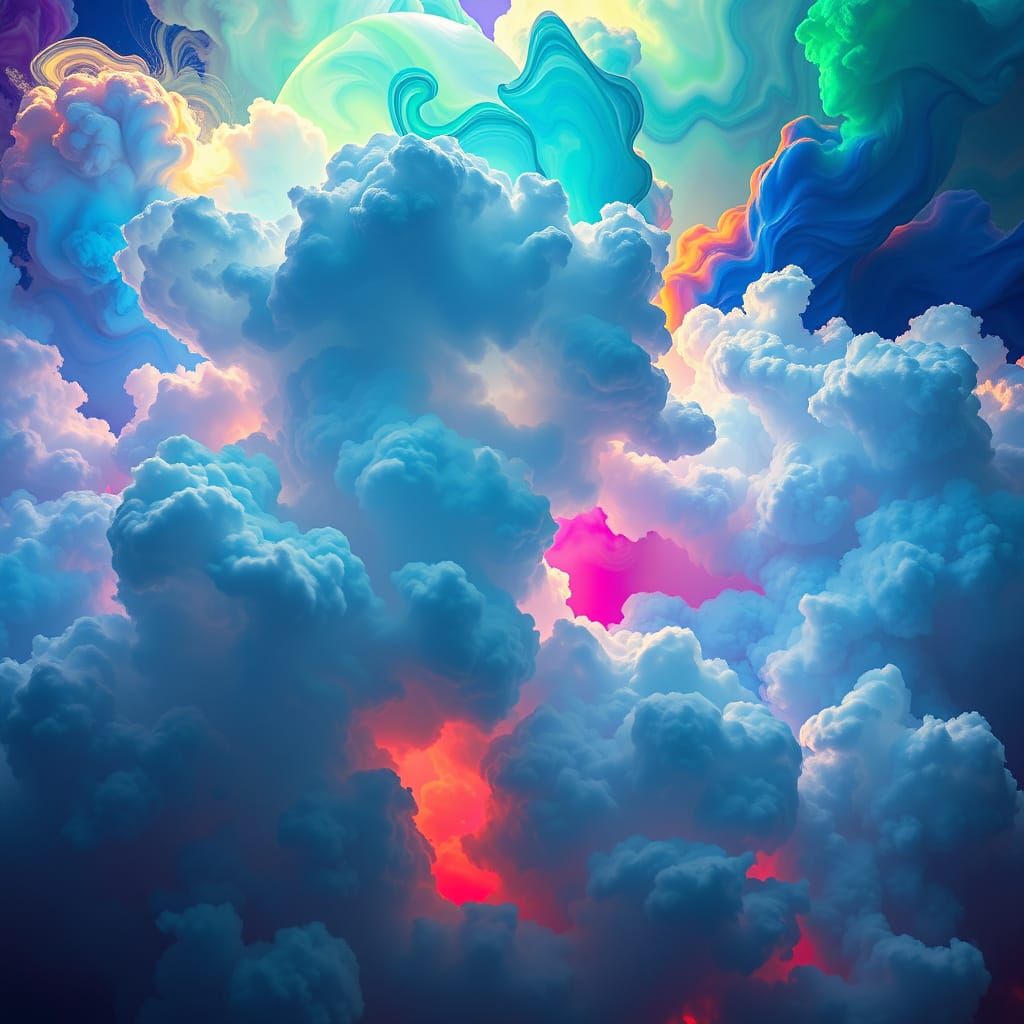 Electric Dreamscape with Swirling Clouds