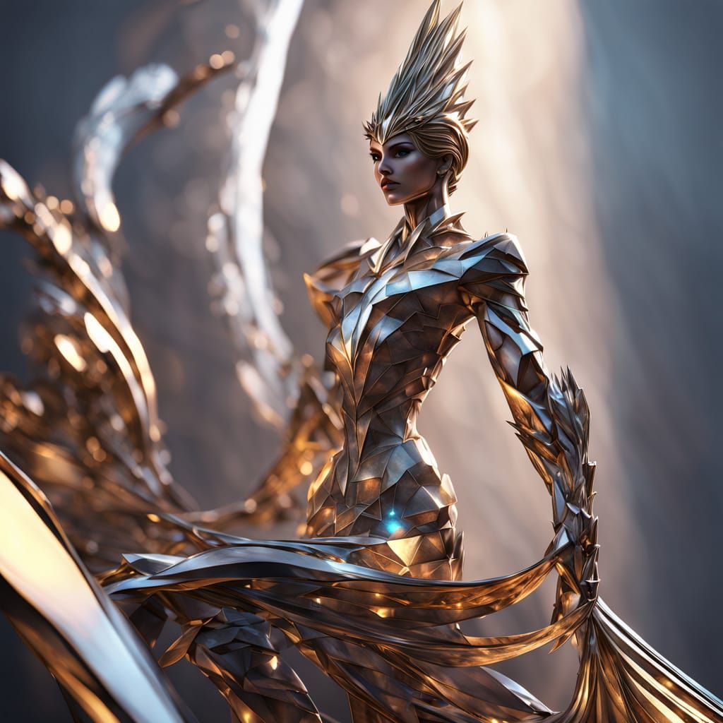 Ethereal Crystal Form in Shimmering Light