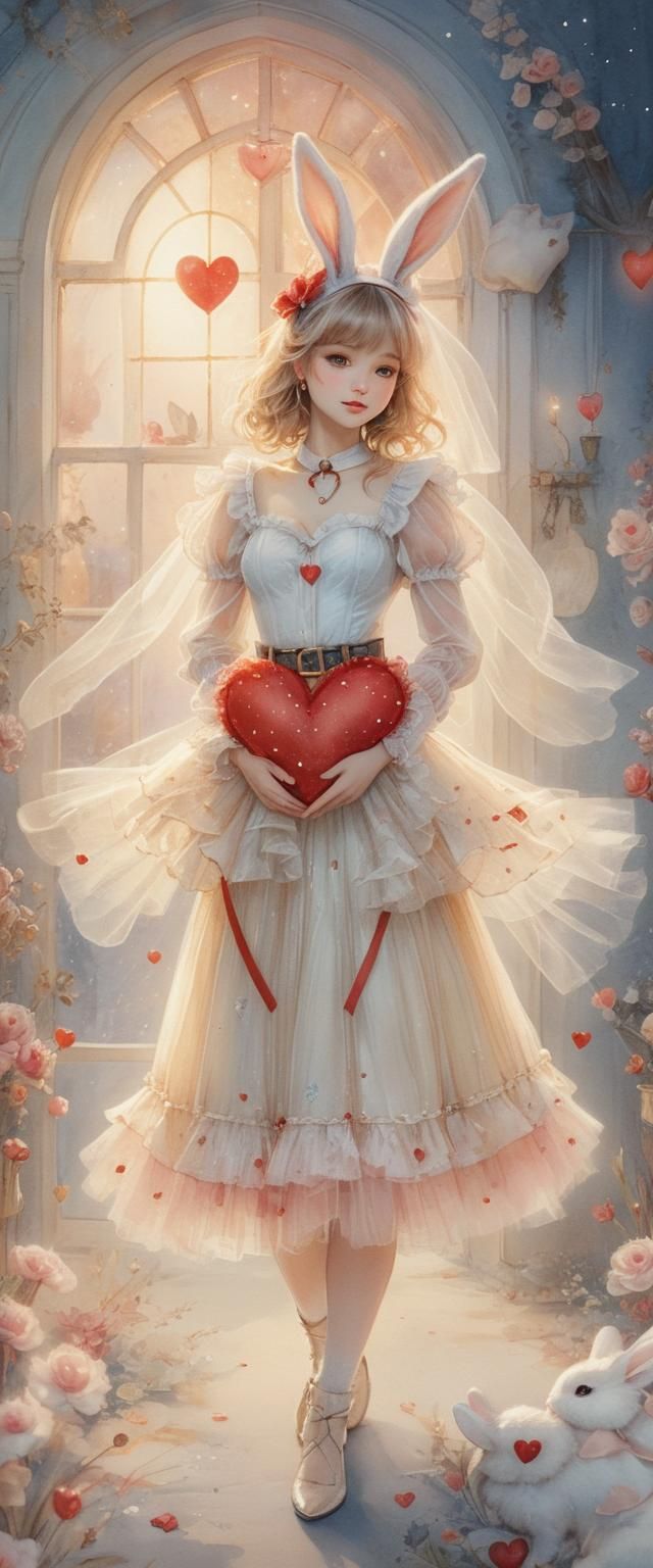 Whimsical Fantasy Girl Portrait in Watercolor Style