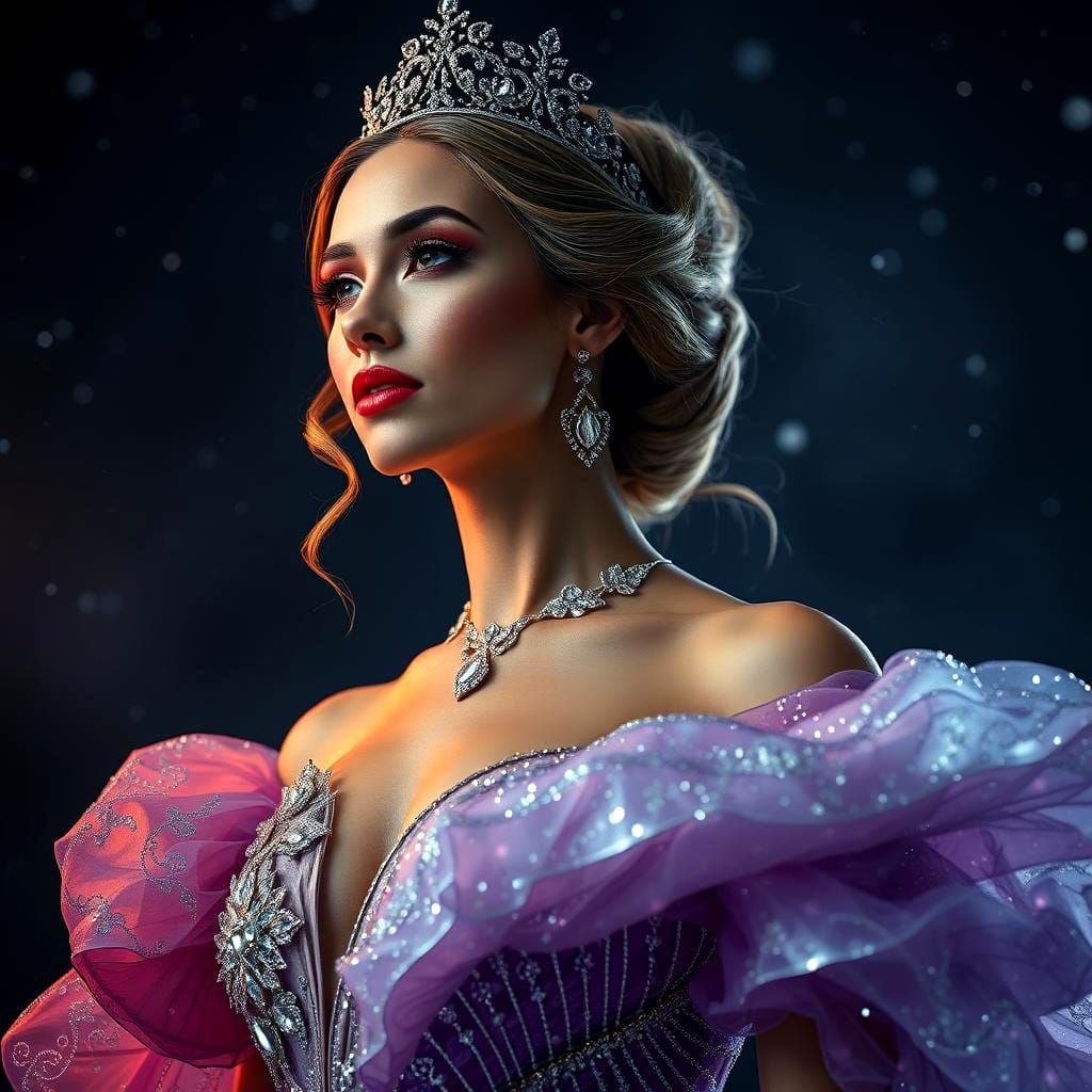 Woman's Diamond-like Beauty in Hyperrealistic Style