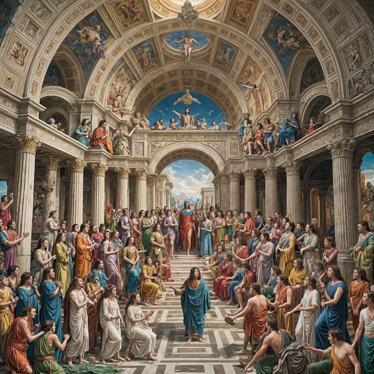 Fantastical School of Athens Matte Painting