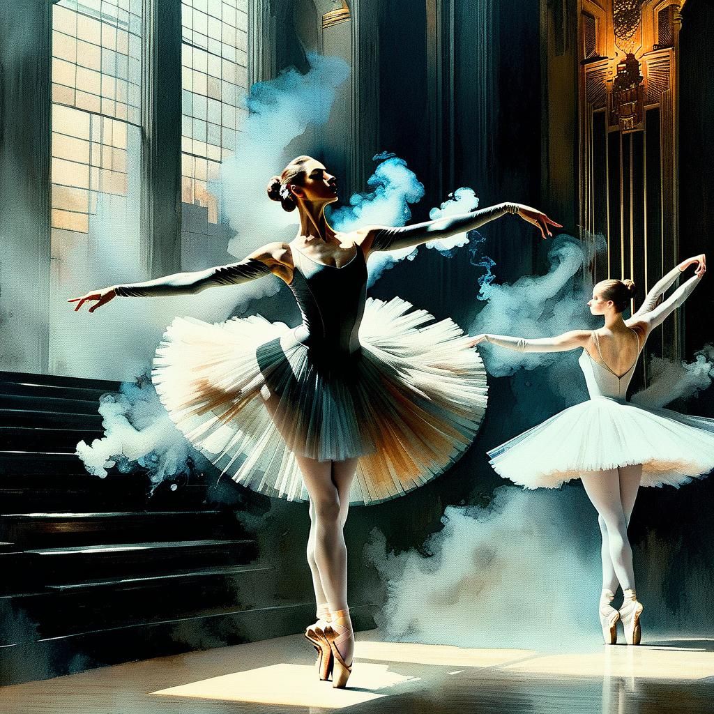 Elegant Ballet Dancer in Watercolor Wash