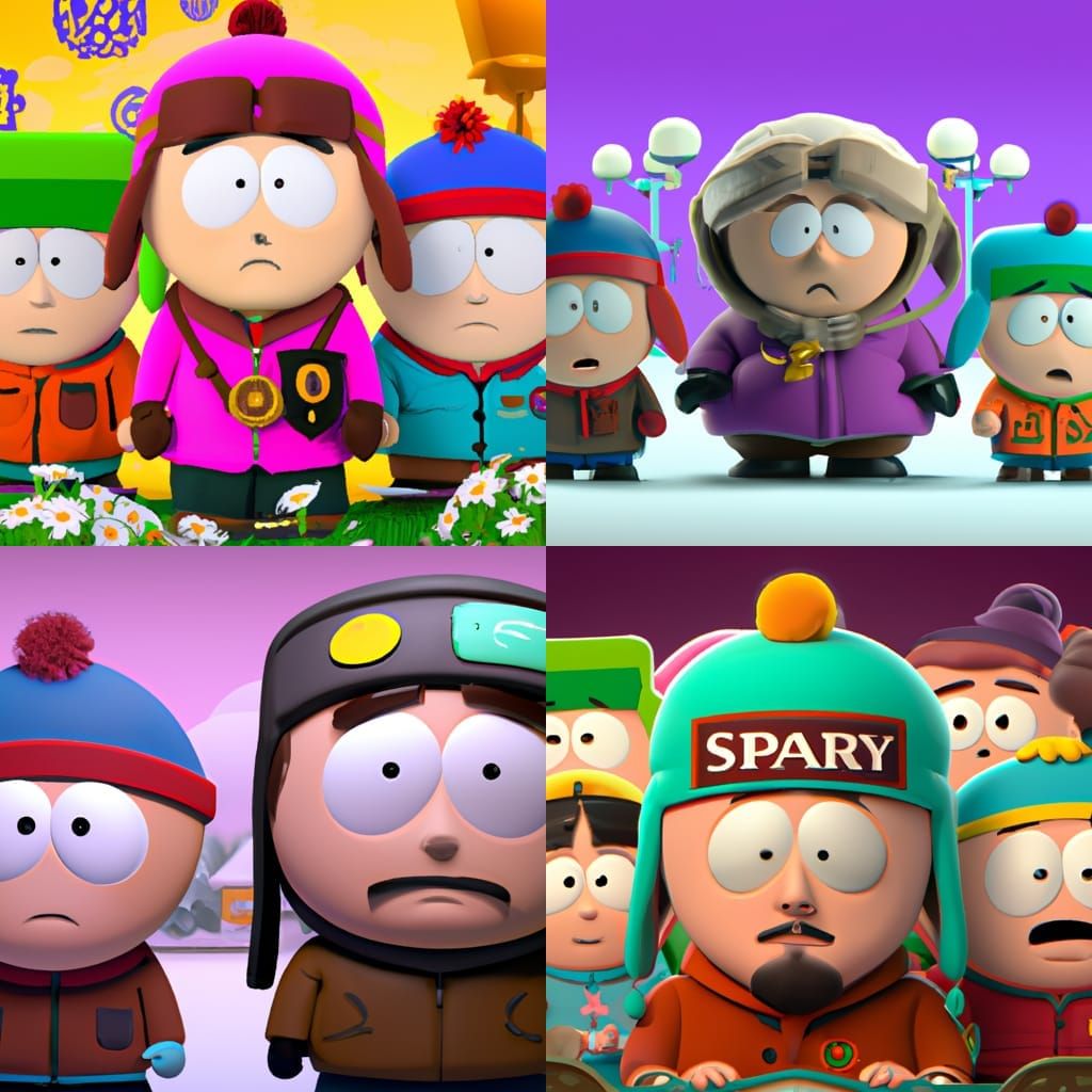 South Park Characters Rendered as 3D Digital Art
