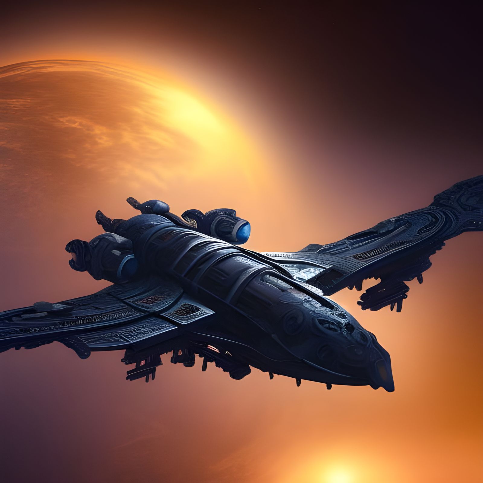 Epic Spaceship in Dramatic Digital Matte Painting