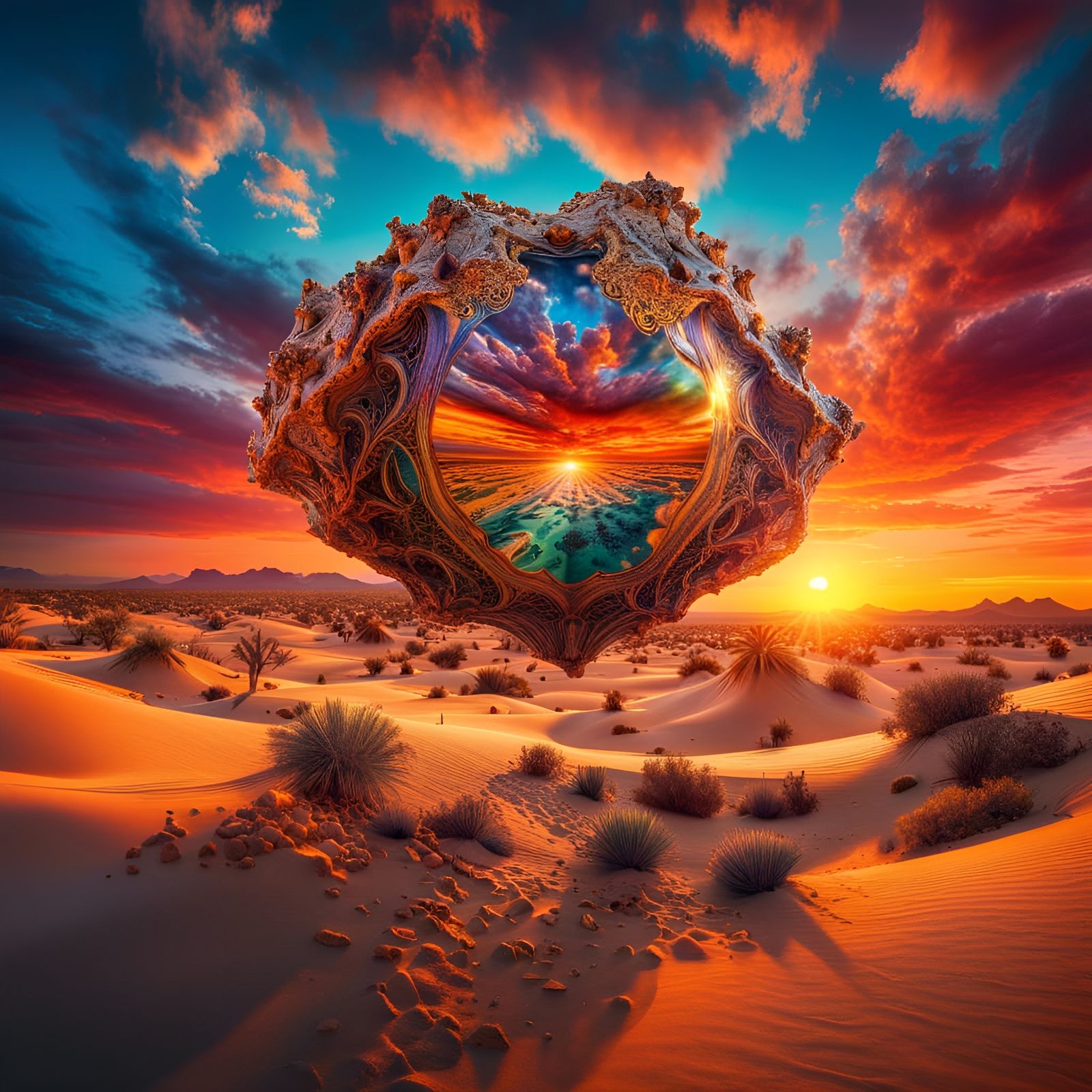Surreal Upside-Down Desert Sunset in HDR
