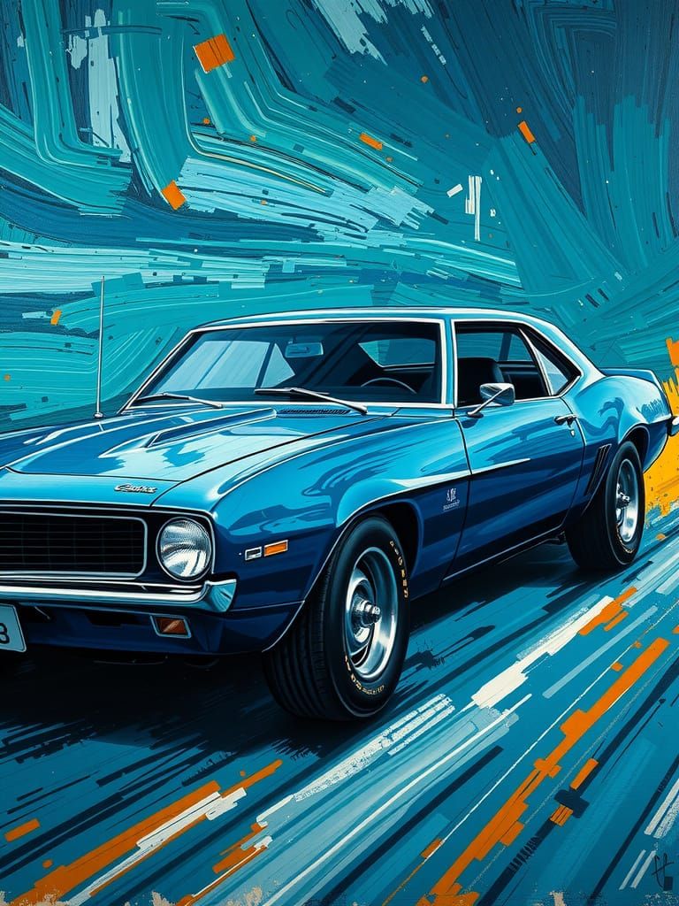 Chevrolet Camaro in Expressionist Impasto Painting